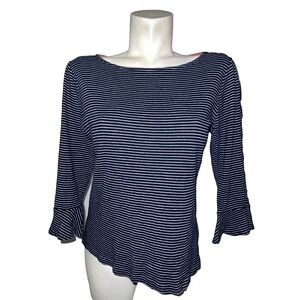 Ralph Lauren Top Women's Size L Navy Blue Bell Sleeves Boat Neck Pullover Shirt